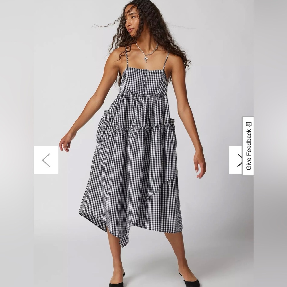 Urban Oufitters Ariel Gingham Midi Dress Black & White Small